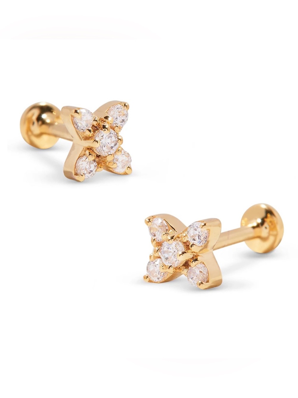 Brook & York 14k Gold Vermeil Plated Zola Flower Stud Back Back Earrings